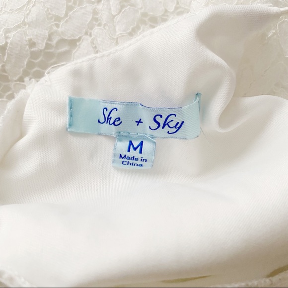 She & Sky Lace Ruffle White Tank Mini Dress - Picture 8 of 11